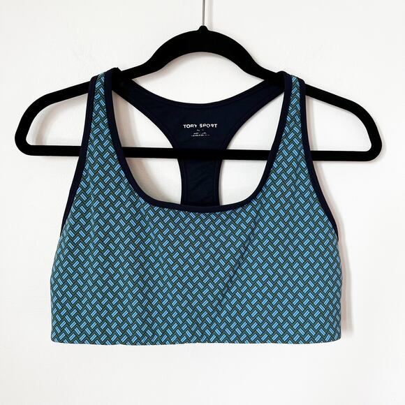 Tory Sport Other - Tory Burch Tory Sport Mesh Panel Sports Bra XL Racerback Blue Geometric